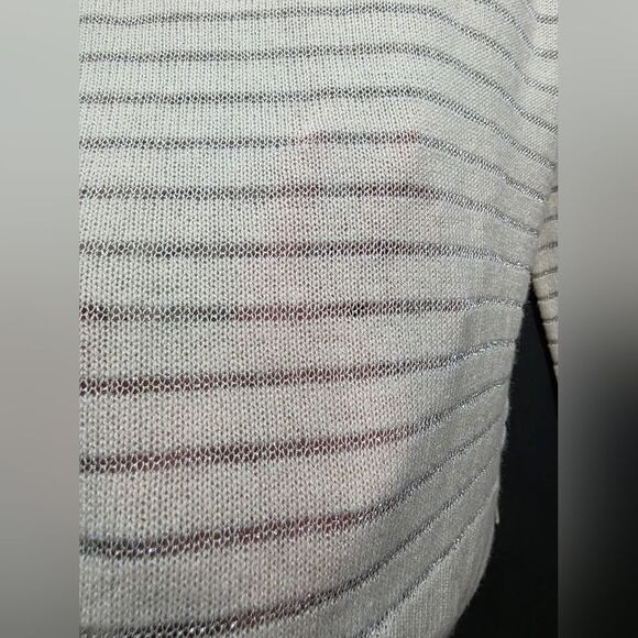 Rebecca Taylor Women Cashmere Blend Cream Metallic Silver Lightweight Sweater M - Picture 6 of 9